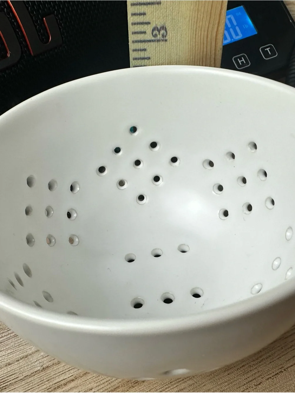 Crate&Barrel White Ceramic Colander with Side Handle